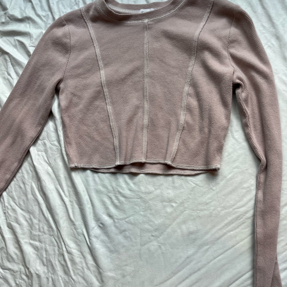 Garage Mauve Long Sleeve Cropped Sweatshirt